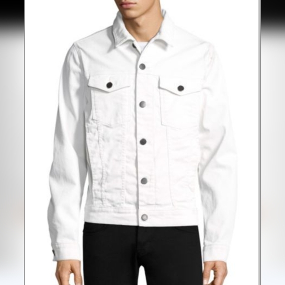 J Brand Noah Denim Jacket Mens M White Retro 90s Y2K Casual Comfy - Picture 1 of 10